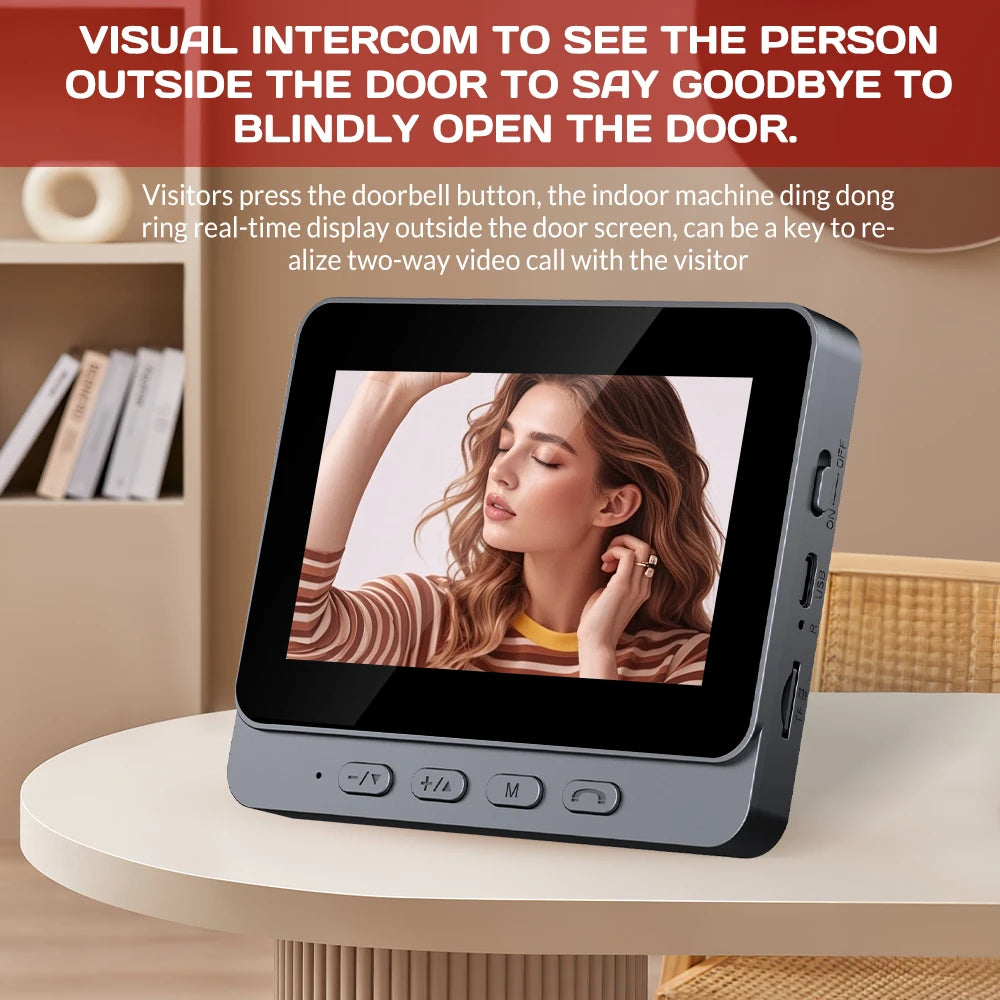 No Router Needed 2.4G Private Protocol Video Door Phone 4.3 Inch Indoor Monitor Long Standby Battery Infrared Night Vision Visitor Capture Door Bell