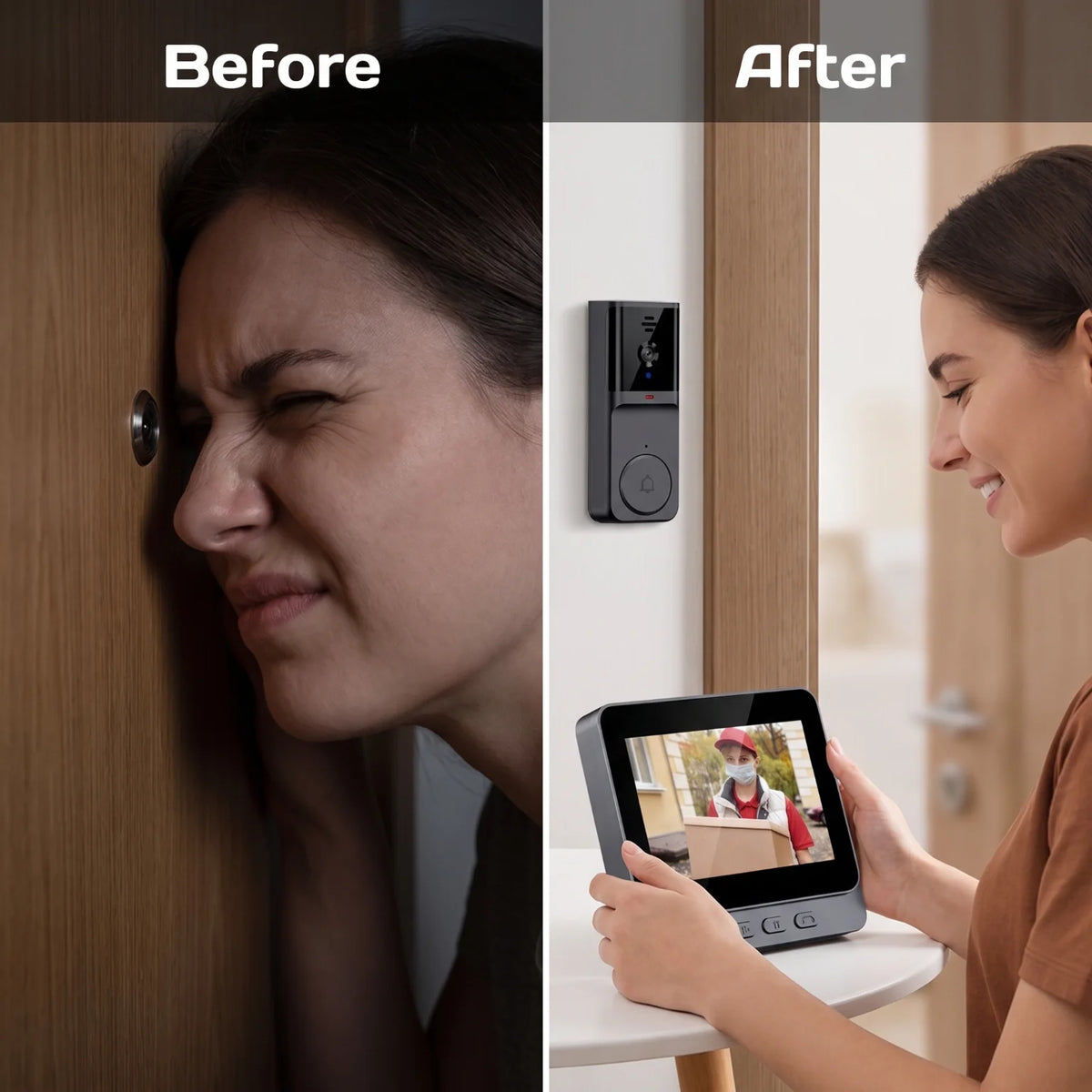 No Router Needed 2.4G Private Protocol Video Door Phone 4.3 Inch Indoor Monitor Long Standby Battery Infrared Night Vision Visitor Capture Door Bell