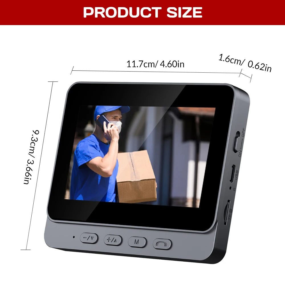 No Router Needed 2.4G Private Protocol Video Door Phone 4.3 Inch Indoor Monitor Long Standby Battery Infrared Night Vision Visitor Capture Door Bell